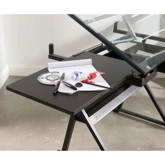 Metal & Glass Artist Table by Artist's Loft&reg; Black {10}