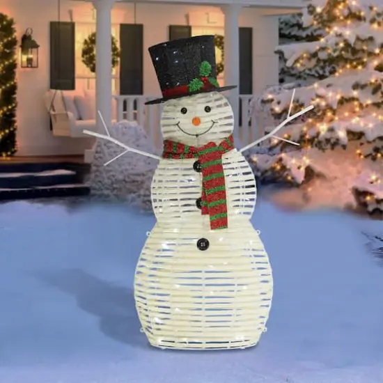 4ft. Outdoor Pre-Lit Snowman with LED Lights {3}