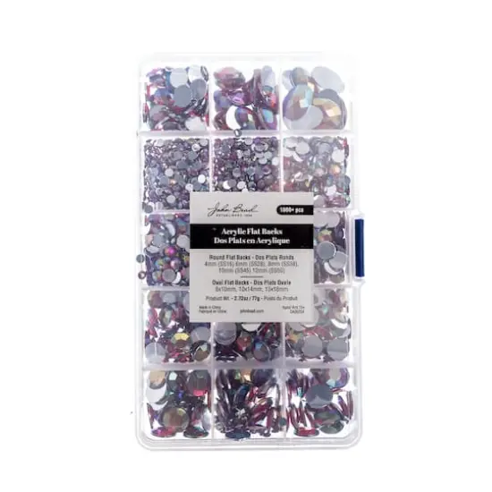 John Bead Round & Oval Acrylic Flatback Rhinestones in Box Red AB {5}