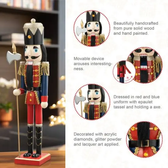 Glitzhome&reg; 24" Wooden Christmas Soldier Nutcracker {7}