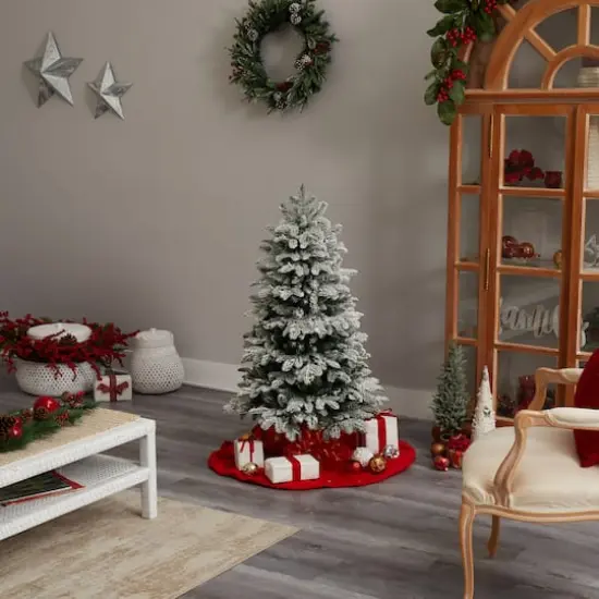 4ft. Pre-Lit Flocked North Carolina Fir Artificial Christmas Tree, Clear Lights {11}