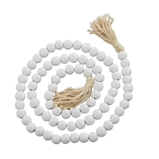 White Wood Bohemian Bead Garland 80" x 1" x 1" {1}