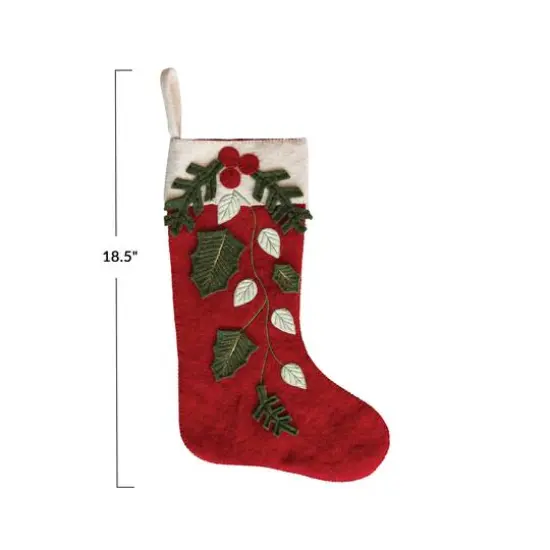 Hello Honey&reg; 18.5" Holly Berry Elegance Wool Stocking {4}