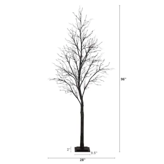 8ft. Pre-Lit Halloween Deluxe Black Twig Artificial Tree with 216 Orange & Purple LED Lights {3}