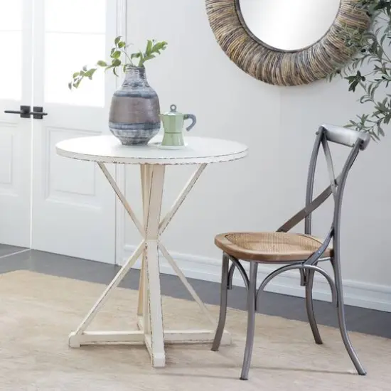 31" White Wood Farmhouse Accent Table {9}