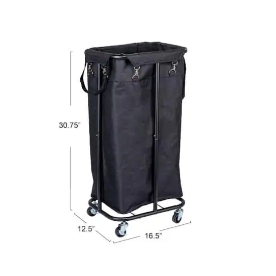 Household Essentials 30.5" Black Rolling Laundry Hamper {5}
