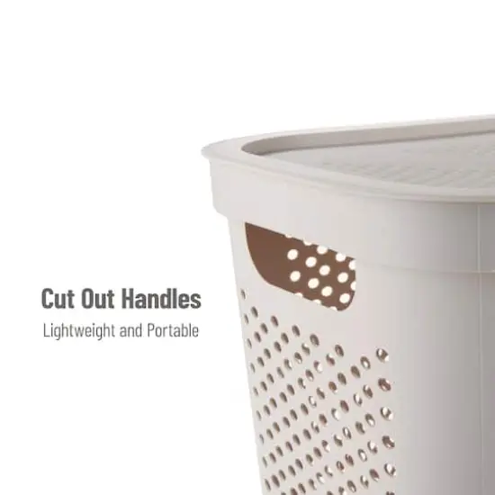 Mind Reader 60L Ventilated Slim Laundry Hamper with Cut Out Handles & Hinged Lid, 2ct. Ivory {5}