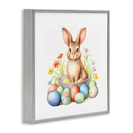 Stupell Industries Easter Bunny & Eggs Framed Giclee Art Gray {4}