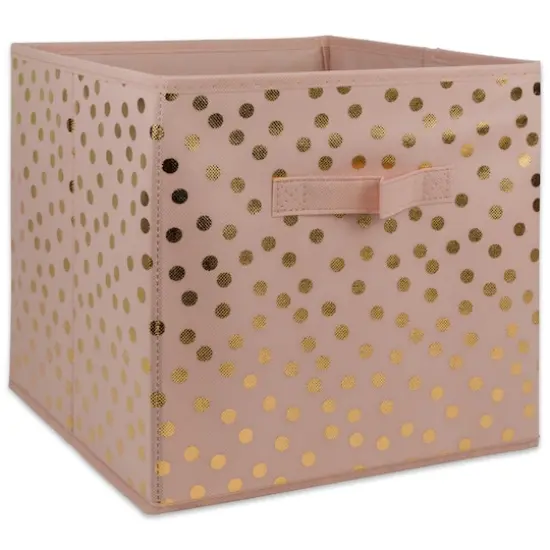 DII&reg; 11" Nonwoven Polyester Small Dots Storage Cubes, 4ct. Pink/Gold {6}