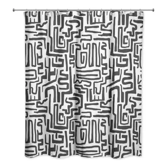 Black Maze Lines 71" x 74" Shower Curtain {1}