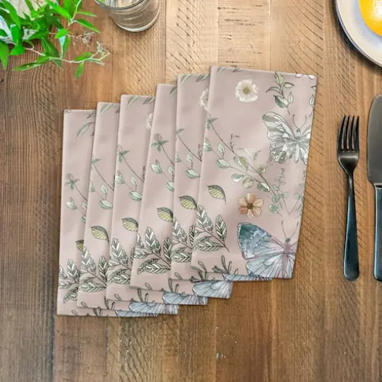 Butterfly Cotton Twill Napkin Blush {4}