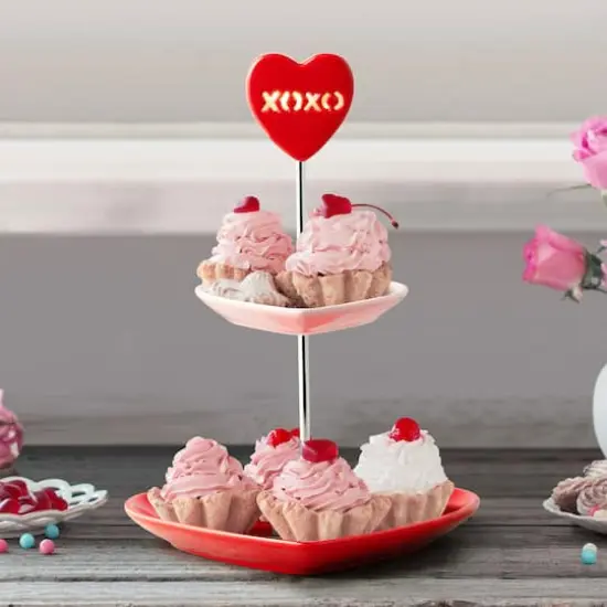Miss Valentine Tiered Candy Heart Cupcake Plate {3}