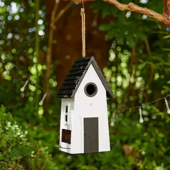 Glitzhome&reg; 14.25" Modern White Wood Garden Birdhouse {3}