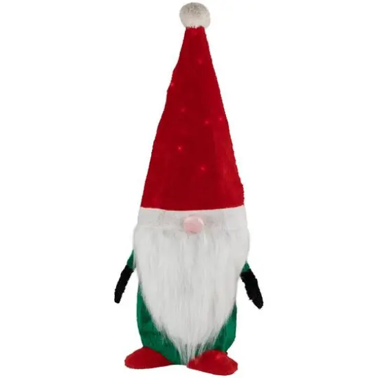 35" Lighted Red & Green Christmas Gnome Yard Decoration {6}