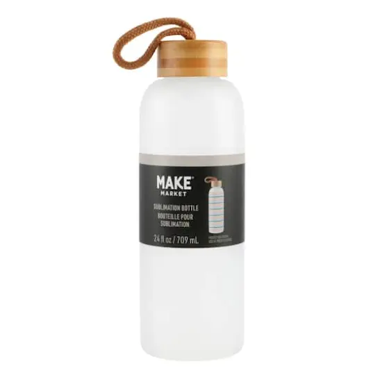 24oz. Frosted Glass Sublimation Bottle by Make Market® White {5}