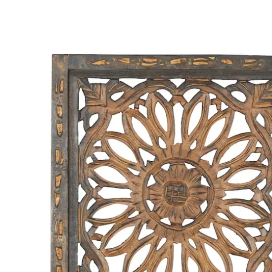 Set of 2 Brown Wood Traditional Wall Decor, 48" x 16" {6}