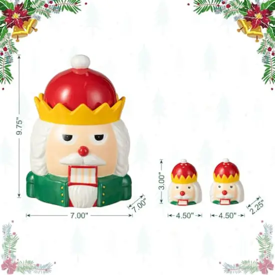 Glitzhome&reg; Dolomite Christmas Nutcracker Cookie Jar Set {9}