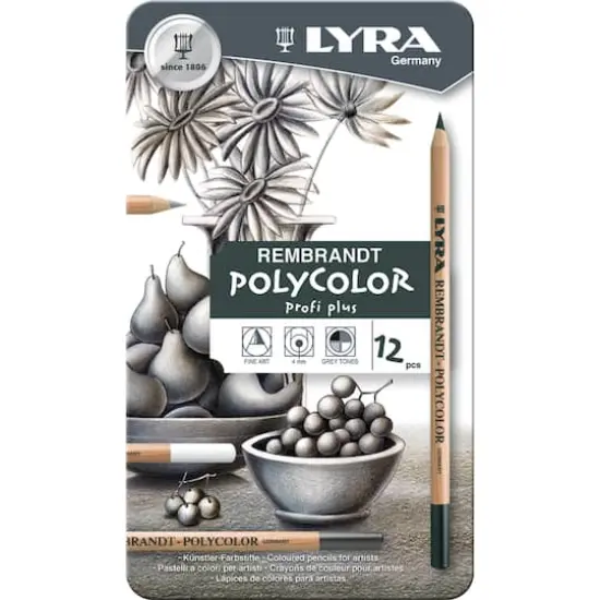 Lyra Rembrandt Polycolor Black, White & Gray Tones Pencil Set {1}