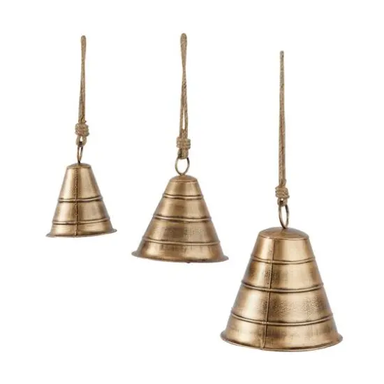 Metal Bohemian Decorative Cowbells Set Brass {6}
