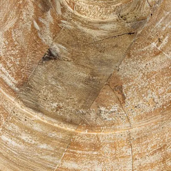 Hello Honey® 18" Whitewashed Reclaimed Wood Pot Table Lamp with Cotton Shade {7}