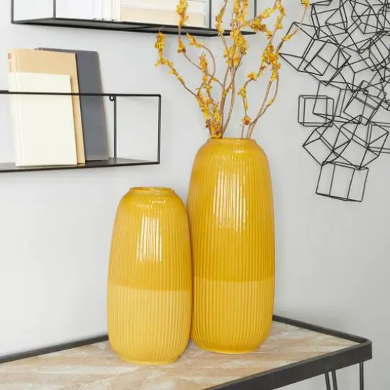 CosmoLiving by Cosmopolitan Yellow Ceramic Modern Vase Set {7}
