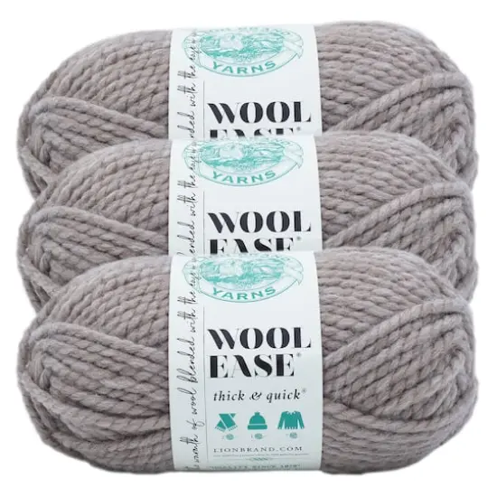 3 Pack Lion Brand&reg; Wool-Ease&reg; Thick & Quick&reg; Prints & Stripes Yarn Driftwood {1}