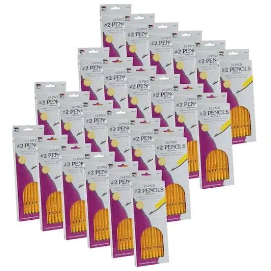 Charles Leonard&reg; #2 Yellow Pencil with Eraser, 24 Packs of 10 {1}