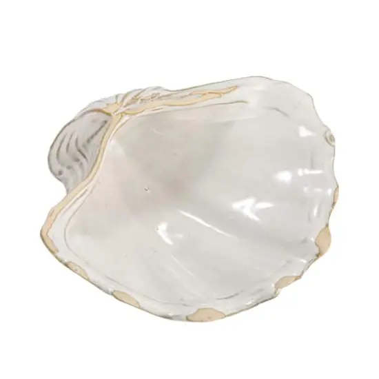 Hello Honey&reg; 8" White Reactive Crackle Glaze Stoneware Shell Plates, 4ct. {4}