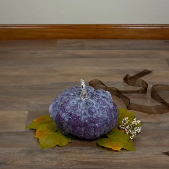 7" Purple & White Textured Pumpkin Tabletop D&eacute;cor {4}