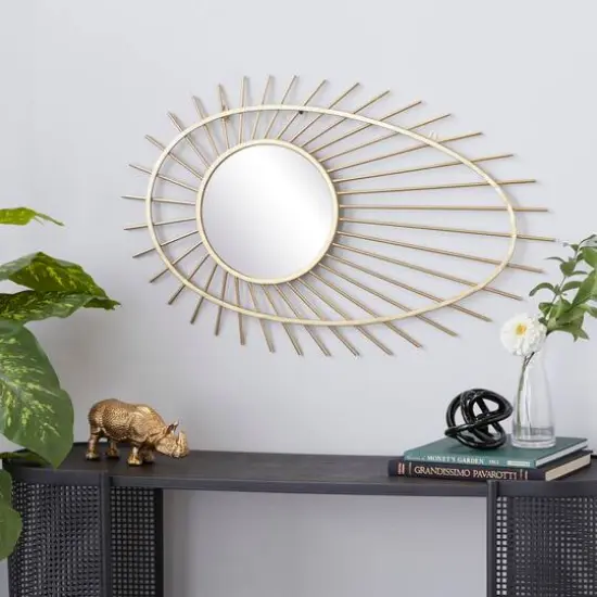 CosmoLiving by Cosmopolitan Gold Metal Contemporary Wall Mirror, 34" x 22" x 1" {9}