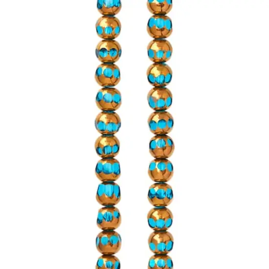 Aqua & Copper Faceted Glass Round Beads, 8mm by Bead Landing&trade; {1}