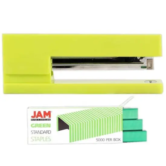 JAM Paper Desk Stapler & Staples Set Lime Green/Green {1}