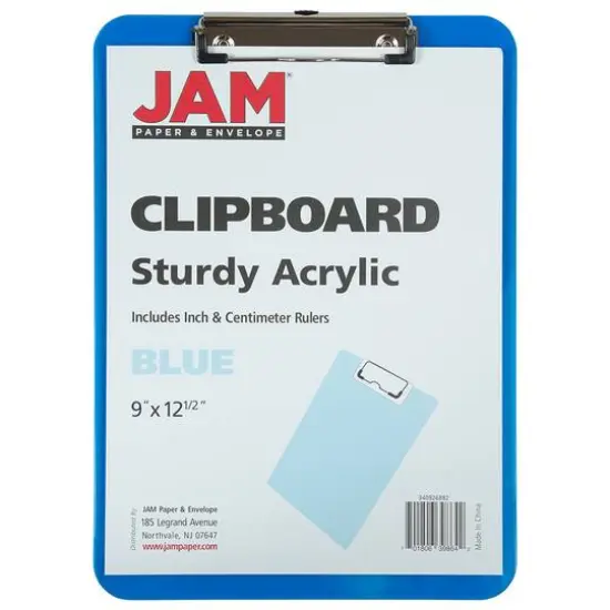 JAM Paper Letter Size Plastic Clipboards, 12ct. Blue {4}