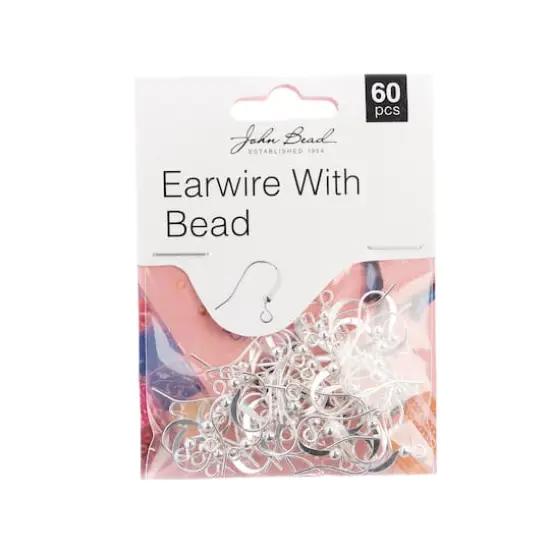 John Bead Must Have Findings 18mm Earwire with Bead, 60ct. Silver {1}