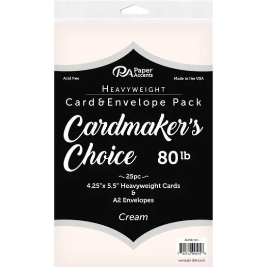 PA Paper&trade; Accents Cardmaker's Choice 80lb. Card & Envelope Pack, 4.25" x 5.5" Cream {1}