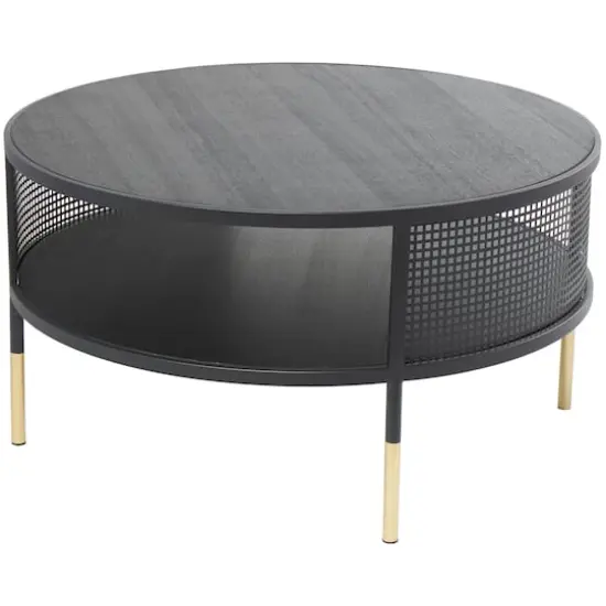 32" Black Metal Open Grid Frame Coffee Table {1}