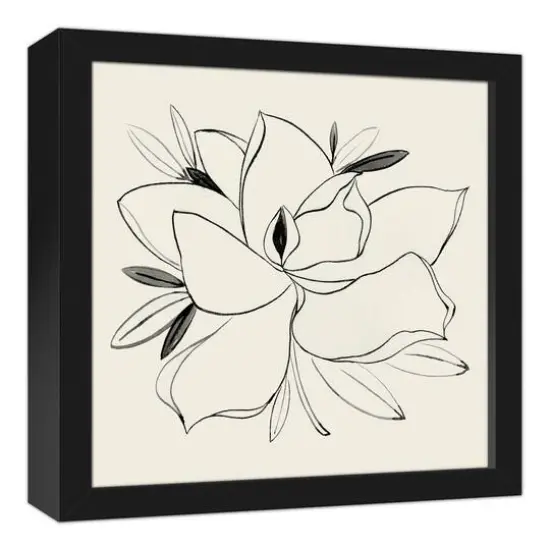 Simple Floral Magnolia Black Framed Canvas {3}