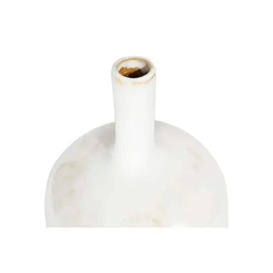 Hello Honey&reg; 12.5" Large Cream Stoneware Vase with Green Accents & Reactive Glaze Finish {5}