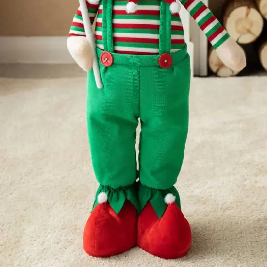 Glitzhome® 39" Telescopic Christmas Elf Boy Standing Décor {6}