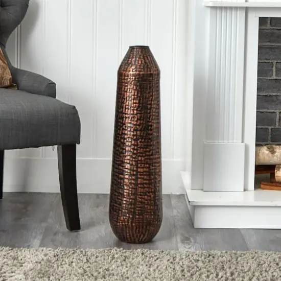 26" Embossed Metal Tower Vase {4}