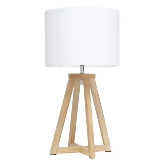 Simple Designs 19" Interlocked Triangular Table Lamp with White Shade Natural and White {1}