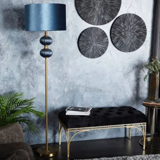 Blue Velvet Transitional Floor Lamp, 69" x 18" x 18" {12}