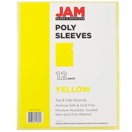 JAM Paper 9" x 11.5" Plastic Sleeve Page Protectors, 120ct. Yellow {5}