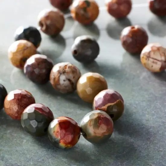 Silverite Jasper Faceted Picasso Round Beads by Bead Landing&reg;, 8mm {3}