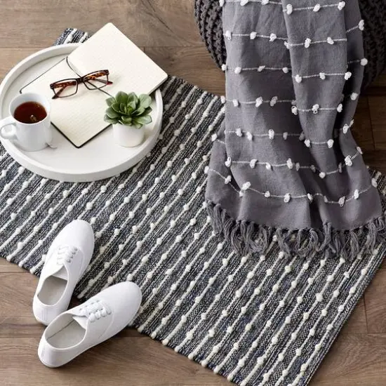 DII&reg; French Blue Recycled Cotton Loop Rug, 2ft. x 3ft. {6}