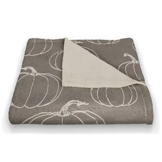 Gray Pumpkin Patterned Coral Fleece Blanket {3}