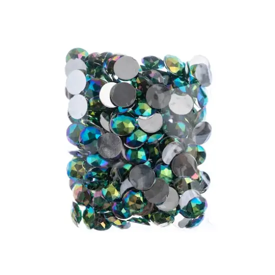 John Bead 16mm AB Acrylic Round Flat Back Rhinestones, 200ct. Green AB {4}