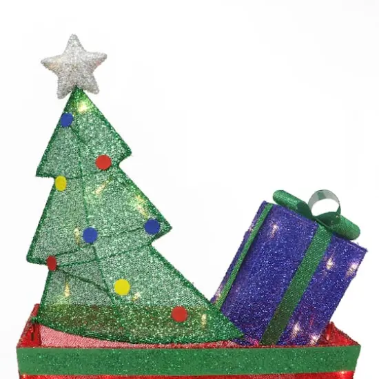 6ft Lighted Outdoor Wire Frame Train with Presents {6}