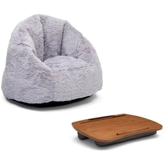 Delta Children Cozee Fluffy Chair & Bamboo Lap Desk Set {1}