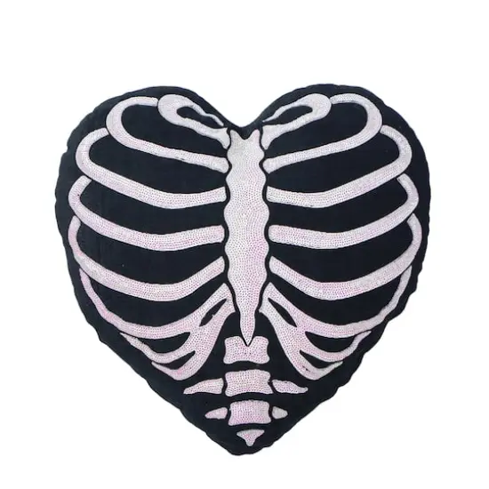15" x 16" Skeleton Rib Cage Heart Throw Pillow by Ashland&reg; {1}